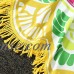 Yellow & Round Beach Towel Tapestry Tassel Decor With Small Balls Flowers Pattern 147*147Cm Circular Tablecloth Yoga Picnic Mat   